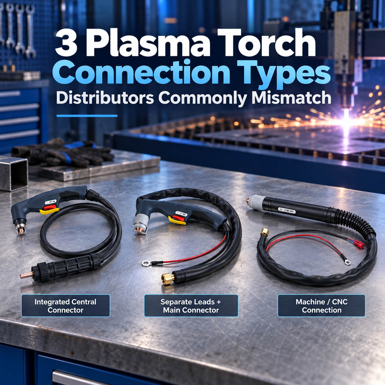 Compatibilit&eacute; de la torche de d&eacute;coupe plasma&nbsp;: 3 types de connexions. Les distributeurs se trompent le plus souvent